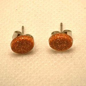 Small Oval Sun Stone Studs